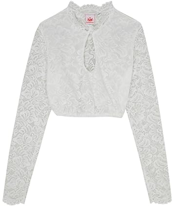 Spieth & Wensky Dirndlbluse Dreisen | Langarm-Bluse aus Spitze | Tropfenausschnitt