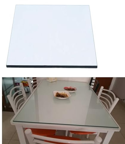 Hoiweqr Glasplatte Rechteckig/Eckig Glasscheibe Tischplatte Glas Kaminplatte Kaminglas DIY Tisch, Outdoor Glastisch, Glas Tisch Glasscheibe, Tisch Glasplatte Ersatzteil, Langlebiges Klarglas(60x60cm)
