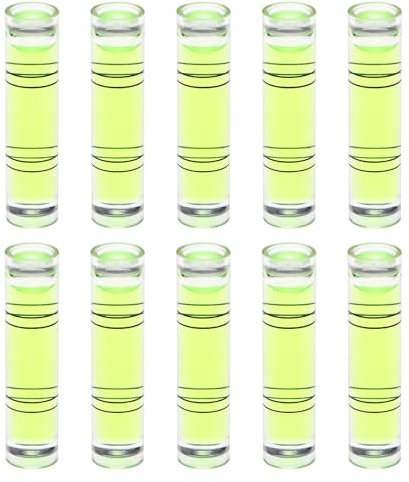 QUARKZMAN 10pcs Zylindrische Libelle 9,5x40mm Mini Wasserwaage für Nivellierung Kamera Stativ Teleskop Werkstatt Drehteller Bilder Rahmen, Grün.
