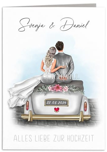 Hochzeitskarte personalisiert Geldgeschenk Hochzeit Karte Hochzeitsgeschenke Brautpaar Geschenk Klappkarte mit Umschlag 10,5 x 14,8 cm