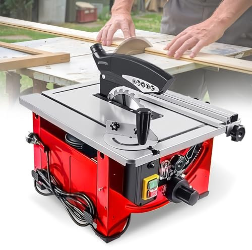 SAIYERUS Table Saw, 8.25 inch 2900W, Cutting Speed up to 7200RPM, Portable Compact Tablesaw with Sliding Miter Gauge, Benchtop Saw for DIY Woodworking and Furniture Making,52 x 40cm