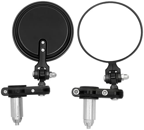 Tosucs Retrovisores Moto con Abrazadera, Par de Espejos Retrovisores Universales, Universal para ATV Street Cars Universal Scooters ATV Negro