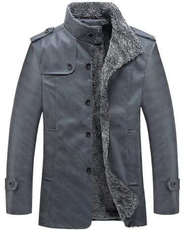 PANVER Langarm Jacke Herren Slim Fit Persönlichkeit Trend Motojacke Casual Gutaussehend Mode Kunstlederjacke Jugend All-Match Vintage Übergangsjacke I-Grey 6XL