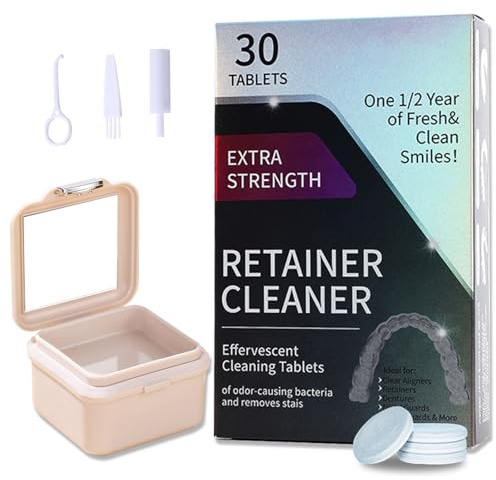 Set di 30 pastiglie di pulizia e protesi dentarie, eliminano odori, macchie e scolorimento, pastiglie detergenti per protesi, guide dentali, ritainer