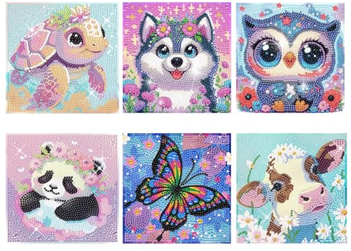 SZSMW 6 Diamant Painting Enfant - Peinture Diamant Enfant - Kit Diamond Painting - IdéAl pour DéCorer Votre Salon, Chambre,Bureau, Adapté à Votre Famille, à Vos Amis Ou à Vos CollèGues (15 * 15cm)