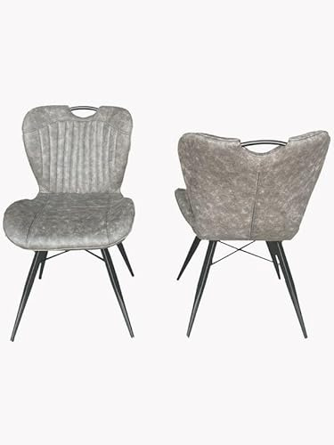 Buttercup Farm Dining Fabric Chair with Metal Legs (Set of 2) - Grey/Black - Assembly Required