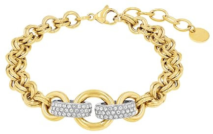 Joop! Armband Edelstahl Damen Armschmuck, mit Zirkonia synth., 19+3 cm, Bicolor, Kommt in Schmuck Geschenk Box, 2039842