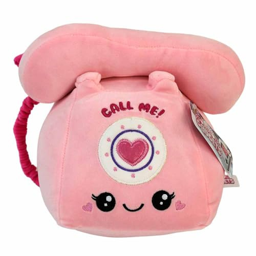 BEMIRO Kuscheltier Retro Gadgets – 25 cm – Controller, Kassette, Radio & Co. – Mit Kawaii-Gesicht & Liebes-Sprüchen (Telefon)