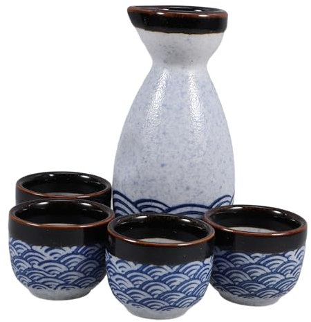 CIYODO Tazas De Sake Sea Ripple De Cerámica Taza De Sake Japonesa para Decoración De Fiesta De Té Juego De Tradicional