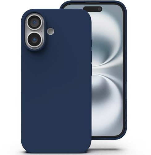 Zuvirelx Silikon Hülle für iPhone 16 Plus - Dunkelblau | Dünne, Rutschfest, Weiches Griff, Minimalistisch, Taschenpassend, Stoßfest Handyhülle