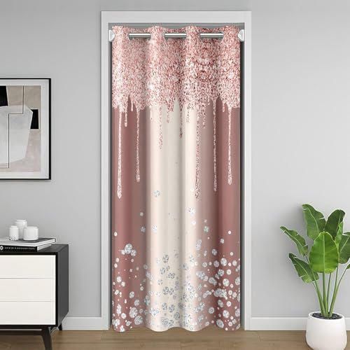Homemissing Pink Rose Gold Türvorhang 150x203cm für Kinder Jungen Mädchen Glitter Diamant Muster Vorhang für Innentür Raumteiler Diamant Thema Vorhang Glitter Zimmer Divider Schlafzimmer Dekor