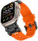 ZXZZNO Para Apple Watch Ultra 2 Band 49mm Para Apple Watch Band Series 9/8/SE2/7/6/SE/5/4/3/2/1 45mm/44mm/42mm Banda conectora de metal duradera, banda de repuesto deportiva de TPU resistente(Orange -