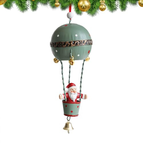Weihnachten Heißluftballon Ornament mit Glocke - Hängender Baumschmuck Vintage Glocke Anhänger | Urlaub Ballon für Schlafzimmer Kinderzimmer Geburtstagsgeschenk Weihnachtsbaum Ornament für