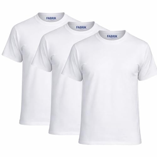 Fabrik Pure Cotton Crew Neck Tee Shirt for Men 3 Packs, 2XL-8XL