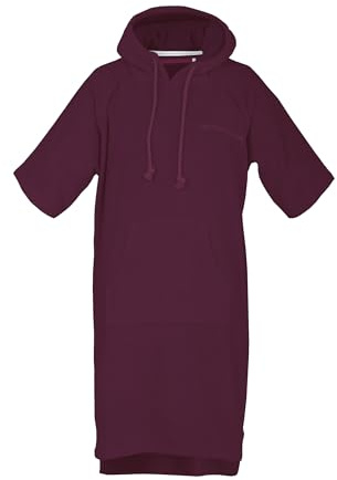 Tom Tailor Surf Poncho für Damen und Herren, L-XL, 100% Baumwolle/Frottier, Badeponcho mit Kapuze, Bauchtasche und Logostickerei, Pflaume (Plum)