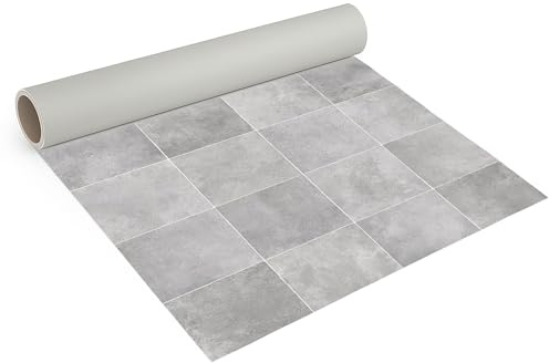 Internethandel Pfordt CV Bodenbelag Fliese Zala Silber Grau 400x200 cm | PVC Boden in Fliesenoptik für Wohnzimmer, Esszimmer, Flur und Küche, 1,5 mm Gesamtdicke und Nutzungsklasse 21