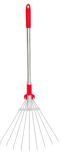 HOODANCOS Handlicher Gartenrechen Und Laubrechen Ausziehbar Aus Edelstahl Kompakt Verschleißfest Ergonomisch Für Bodenlockerung Und Jäten Im Garten