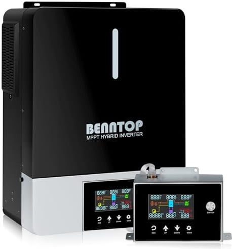 BENNTOP Hybrid Wechselrichter Reiner Sinus 5500W 48 V DC auf 220/230 V AC Solarwechselrichter PV Max.500V Avec Chargeur Solaire 120A MPPT für Netzunabhängige Blei-Säure-Lithium-Batterie