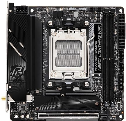 Placa Madre Fit For ASRock A620I Lightning WiFi, Socket AM5, AMD A620, DDR5, 128 GB, M.2, Mini-ITX, Compatible con procesadores Ryzen 5 7400F y 7700