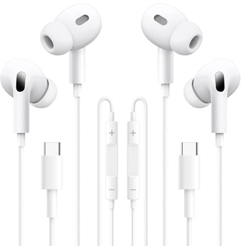 USB C Headphones Wired In Ear Hi-Fi Noise Isolation,Type C Wired Earbuds With Mic & Volume Control,Compatible with iPhone 15/16 Series,Samsung Galaxy S20-S23 Ultra,Note 10/20,Google Pixel.