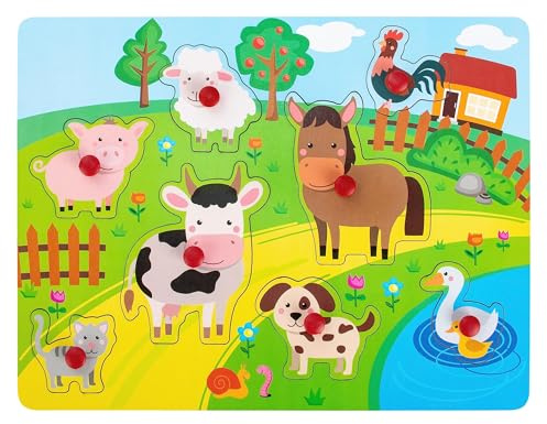 Puzzle Legno Bambini 1 2 Anni Giochi Educativi Giocattoli Montessori Idea Regalo per Ragazze e Ragazzi (Fattoria)