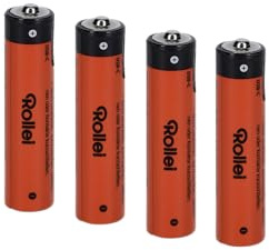 Batterien AAA, Rollei Wiederaufladbare Batterien Li-Ion Akku mit USB C Schnellladung 1.5V Akkubatterien 390 mAh Rechargeable Battery ohne Memory Effekt Vorgeladen 4 Stück Akku-Wiederaufladbar-Battery