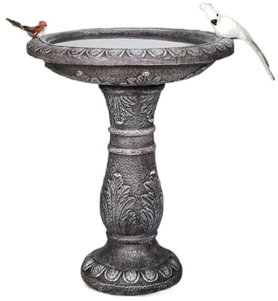 Piscina for uccelli in cemento da giardino alta 24,4 pollici - for in fibrorinforzato for esterni, grande piscina for con piedistallo inciso in stile vintage Per Balcone Giardino Cortile Patio