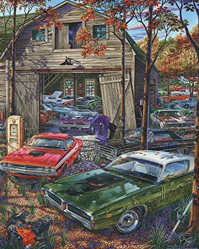 Vermont Christmas Company Cars on The Farm Jigsaw Puzzle 1000 Piece 30 x 24 - Large Interlocking Pieces - Puzzle for Adults