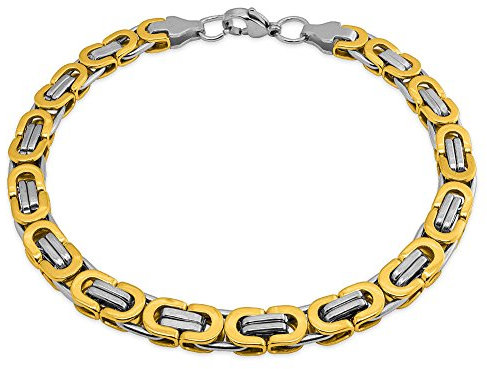 SoulCats Armband flach Königskette Edelstahl Armkette, Farbe: Silber-Gold, Stärke: 6 mm