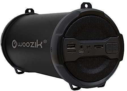 WOOZIK Rockit Go / S213 Bluetooth Speaker, Wireless Boombox Indoor/Outdoor with FM Radio,Micro SD Card, USB, AUX 3.5mm Support, Rechargeable Battery, Strap for Travel, Great for Parties! - Black