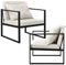 [en.casa] Esszimmersessel mit Rückenkissen im 2er-Set Lehnstuhl Relaxsessel Esszimmer Stuhl Sessel Polstersessel Eisengestell 70x60x60cm Sandfarben