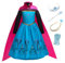 Eleasica Kleid Mädchen Eiskönigin Kostüm Prinzessin Elsa Kinder Lange Ärmel Geburtstagsgeschenk Verkleidung Fasching Weihnachten Cosplay mit Umhang Diademe Zauberstab Prinzessin,Blau,110