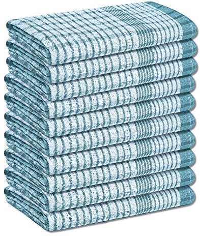 A & B TRADERS Wonderdry Tea Towels Kitchen Pack of 10, Cotton Absorbent Long Lasting Catering Cloths (Green)