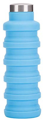 Ulalaza Faltbare Wasserflasche tragbare auslaufsichere Silikonflasche für Reisen, Wandern, Radfahren, Fitnessstudio, style1-blue, Einheitsgröße