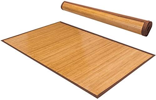 HAPPYGRILL Bamboo Area Rug, 5 x 8 Feet Floor Carpet, Floor Mat with Anti-Slip Backing, Easy Care,Indoor Roll-up Runner Rug for Bedroom, Living Room, Entryway