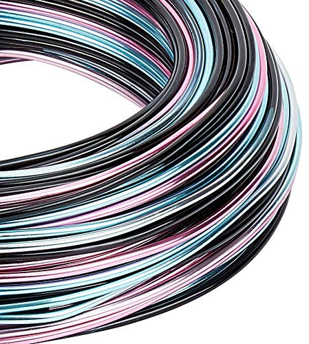 BENECREAT Multicolor Jewelry Craft Aluminiumdraht (15 Gauge/1.5mm, 136 Fuß/41m) Biegbarer Metalldraht mit Aufbewahrungsbox für Schmuckperlen Bastelprojekt - Schwarz, Blau, Pink