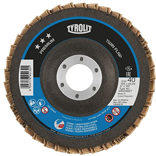 TYROLIT Schleiflamellenteller TwinFlap Premium*** gekröpft Ø 125 mm K60 27A