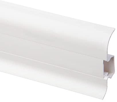 Plastic Skirting Board - Premium 2.2m PVC Skirting Board with Wire Cover Design - White Matt - M089