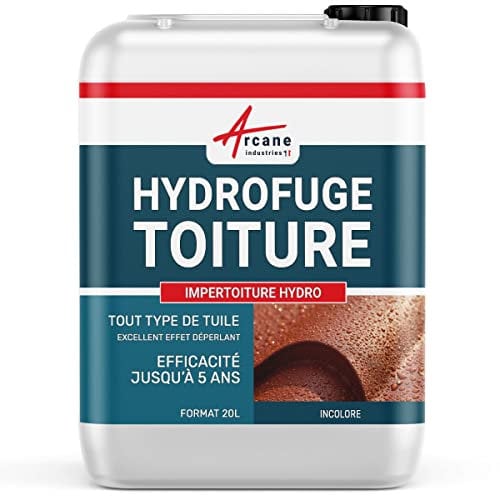 Hydrofuge Toiture, imperméabilisant tuiles incolore - IMPERTOITURE HYDRO - 20 L (jusqu'à 100 m²) - ARCANE INDUSTRIES
