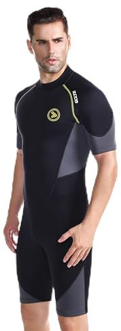 Mute da uomo shorty con cerniera in neoprene premium da 1,5 mm a maniche corte per immersioni, pesca subacquea, snorkeling, surf, canoa