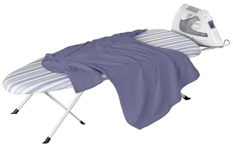 Honey Can Do Tabla de Planchar Plegable de Mesa con Soporte de Hierro BRD-09222 Azul, 32 Pulgadas de Largo x 12 Pulgadas de Ancho