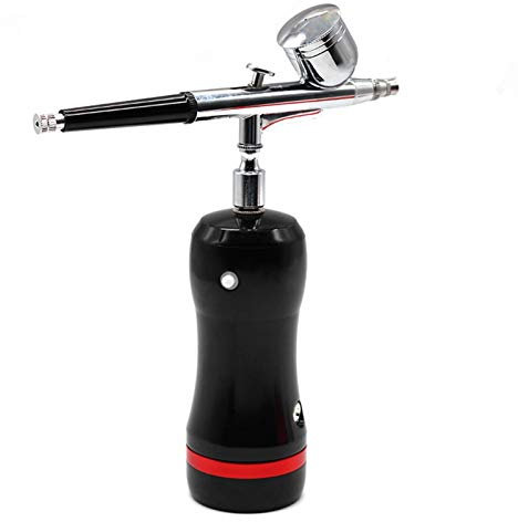 Airbrush kit Wireless Rechargeable Portable Makeup Airbrush Kit With Mini Air Compressor Spray Pen For Tattoo Nail Art Paint Cake air brushes for painting (Color : Black)