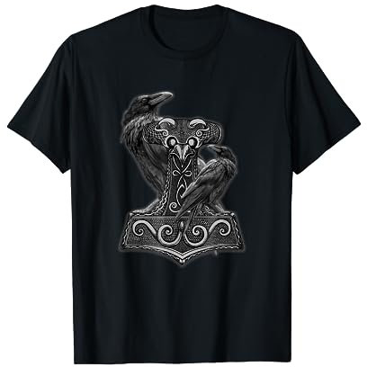 Thor Hammer Odins Raben Wikinger Nordmann Mythologie T-Shirt