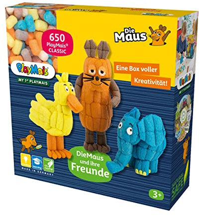 Playmais BASIC My 1st DieMaus Bastelset für Kinder ab 3 Jahren I Motorik-Spielzeug mit 650 Stück, Zubehör & Anleitung I Natürliches Spielzeug I Fördert Kreativität & Feinmotorik…