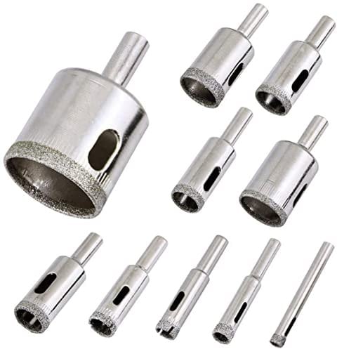 Brocas de diamante, Juego de brocas de núcleo hueco de 10 piezas para cerámica, vidrio, porcelana, agujero de diamante, juego de baldosas de vidrio, 6 mm a 30 mm