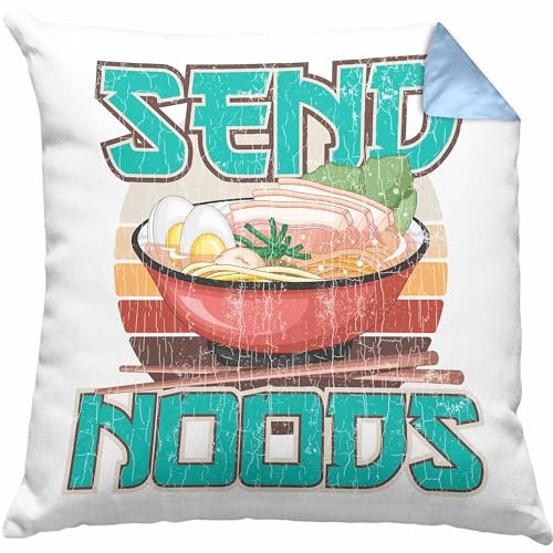Trendation Anime Kissen mit Füllung 40x40 Geschenk Spruch Geschenke Deko Anme Fan Send Noods (Blau)