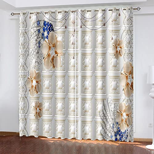 AMDXD Cortina de bayeta Vitrée Beige, Cortina Interior Diamante Flor Plaid Costura Cortina Poliéster 264 x 138 cm