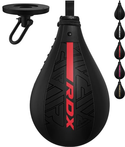 RDX Boxbirne Maya Hide Leder Set, Speedball Hängend Mit Halterung, Punchingball Boxing Speed Bag, Geschwindigkeit Ball Boxen Training Trainingsgeräte Gym Fitness