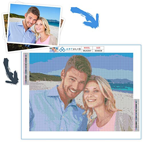 ARTULIO Diamond Painting Set 60x40cm Personalisieren Sie Ihr Foto - 5D Daiments Painting Zubehör - Crystal Art Wand Deko - Ihr eigenes Foto fertigen personalisiert an