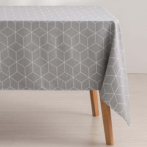 GAMUSI Mantel Antimanchas geométrico Line Gris 140x100 cm